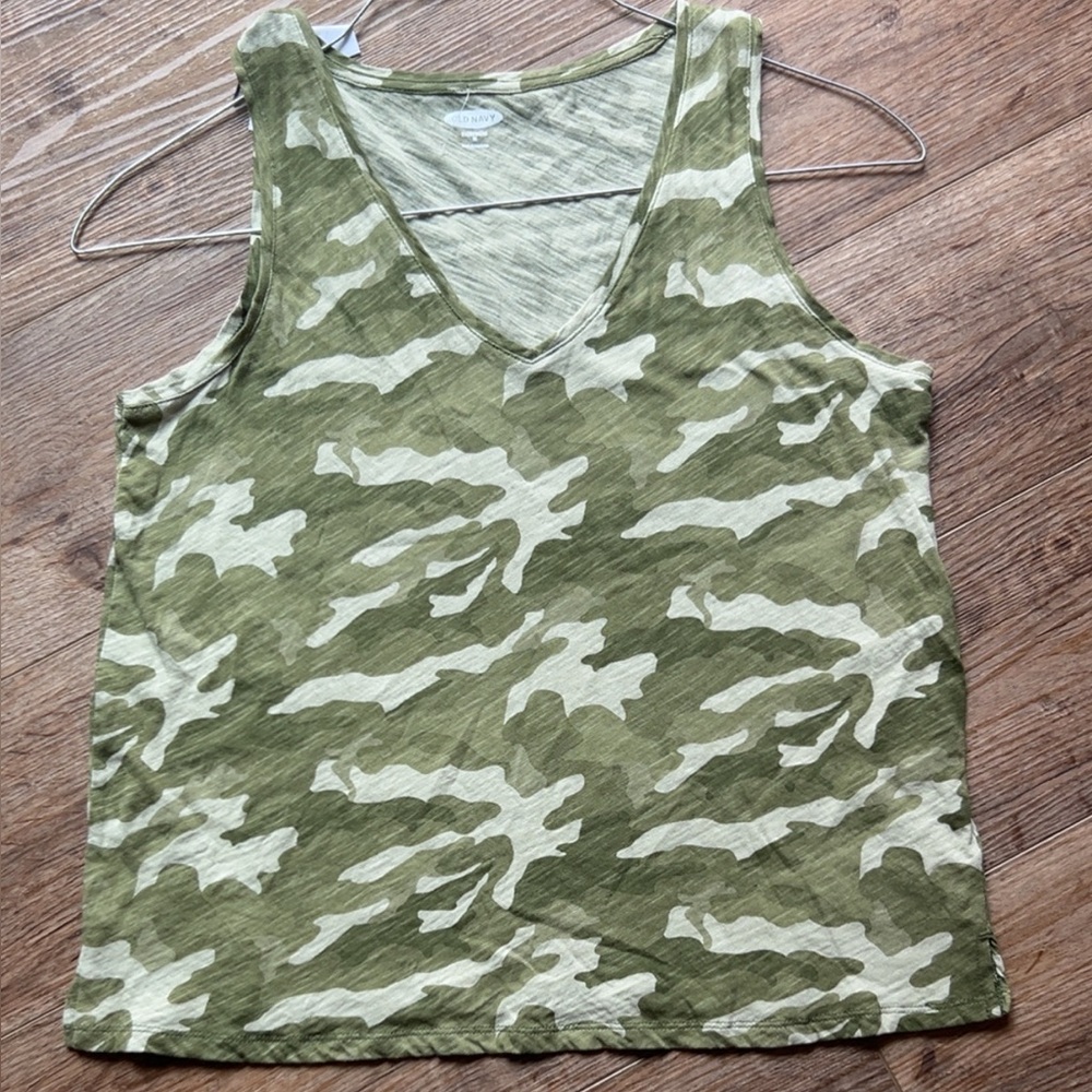 Old Navy Olive Camouflage Tank Top
